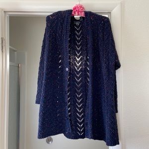 LizWear women’s cardigan sweater, navy blue